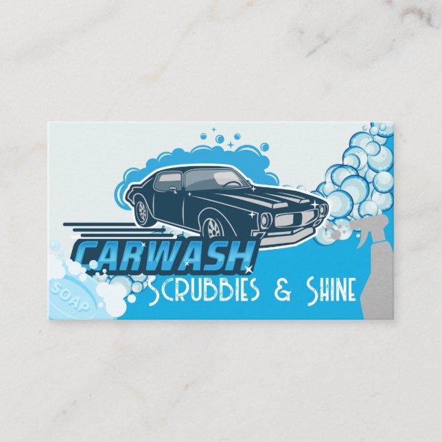 Auto Wash | Soap Bubbles Cleaning Tools Business Card (Front)
