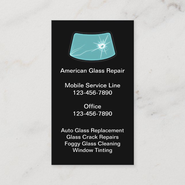 Auto Window Glass Broken Window Design Business Card (Front)