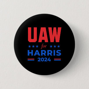 Auto Workers For Harris 2024 Uaw Red Strike Kamala 6 Cm Round Badge