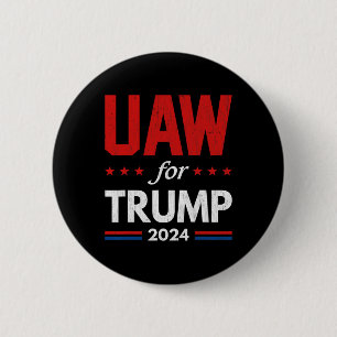 Auto Workers For Trump 2024 American Flag Trump El 6 Cm Round Badge