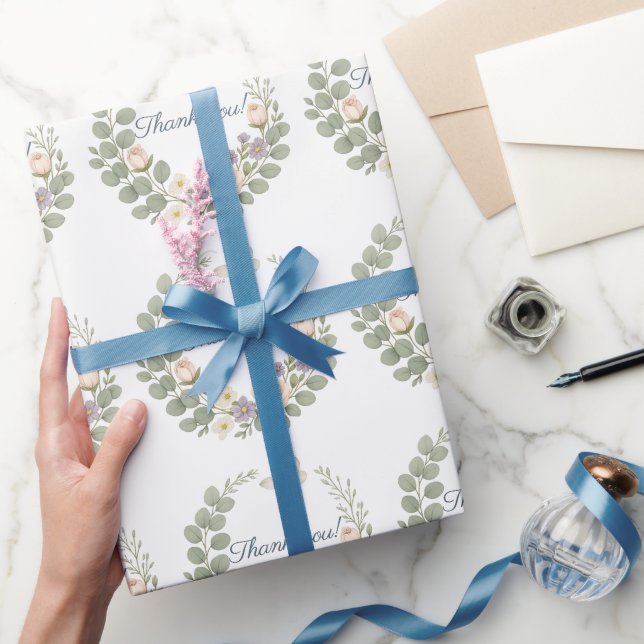 Autocollant thank you floral wrapping paper (Gifting)