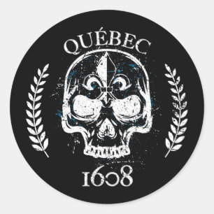 Autocollant (x20_ ronds Québec biker skull/crane Classic Round Sticker