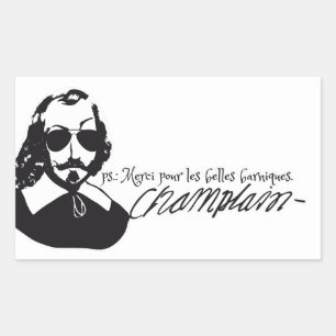 Autocollant x20 Samuel Champlain Hipster lunettes Rectangular Sticker