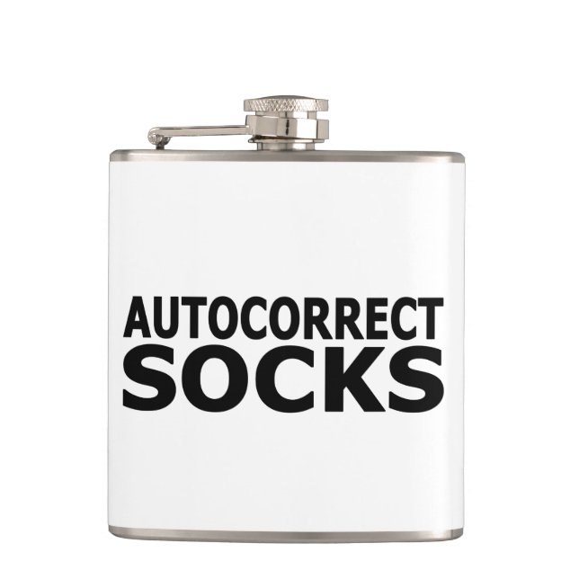 Autocorrect Socks Hip Flask (Front)