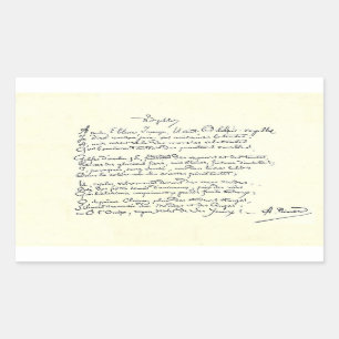 Autograph manuscript of Voyelles (Rimbaud) Rectangular Sticker