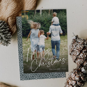Autograph   Merry Christmas Vertical Photo Holiday Card