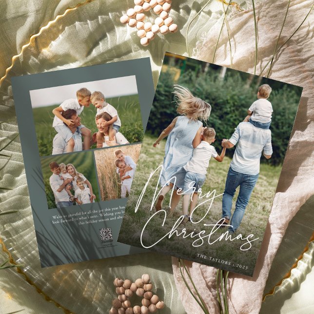 Autograph | Merry Christmas Vertical Photo Holiday Card (Creator Uploaded)