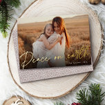 Autograph | Peace on Earth Horizontal Photo<br><div class="desc">Send holiday greetings to friends and family in chic style with our elegant photo cards. Design features your favourite horizontal or landscape orientated photo with "Peace on Earth" overlaid in shining gold foil hand lettered script. Personalise with your family name and the year in the lower right corner.</div>