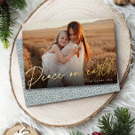 Autograph | Peace on Earth Horizontal Photo<br><div class="desc">Send holiday greetings to friends and family in chic style with our elegant photo cards. Design features your favourite horizontal or landscape orientated photo with "Peace on Earth" overlaid in shining gold foil hand lettered script. Personalise with your family name and the year in the lower right corner.</div>