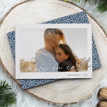 Autograph | Peace on Earth Photo<br><div class="desc">Send holiday greetings to friends and family in chic style with our elegant photo cards. Design features your favourite horizontal or landscape orientated photo framed by a thick white border, with "Peace on Earth" sketched on top in shining silver foil hand lettered script. Personalise with your family name and the...</div>