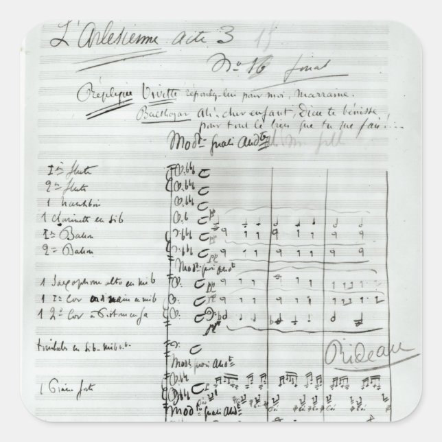 Autograph Score of Act III Square Sticker (Front)