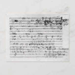 Autograph score sheet for the Trio mi bemol opus Postcard