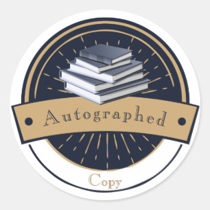 Autographed Copy, Stack of Books Classic Round Sticker