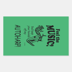 Autoharp Feel The Music Rectangular Sticker