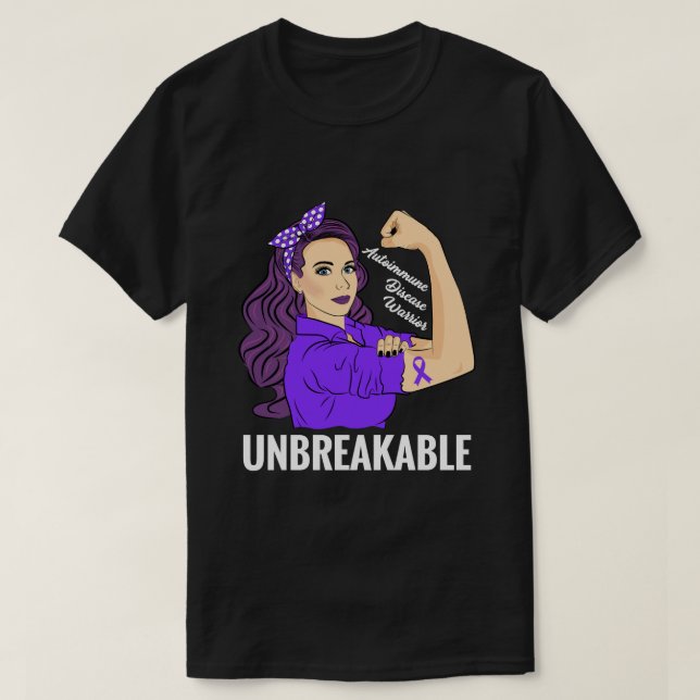 Autoimmune Disease Awareness Warrior Unbreakable S T-Shirt (Design Front)