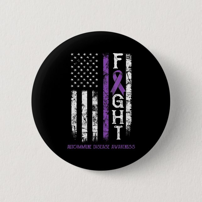 Autoimmune disease warrior us flag Artwork 6 Cm Round Badge (Front)