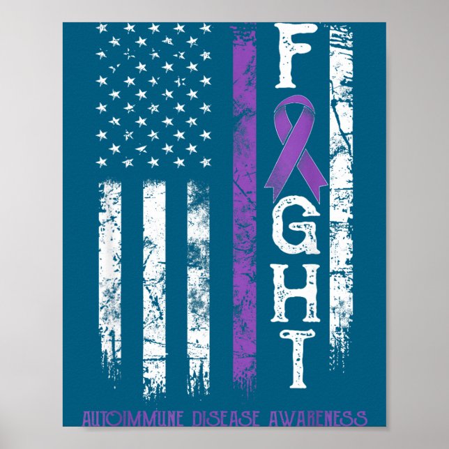Autoimmune disease warrior us flag Illustration Poster (Front)