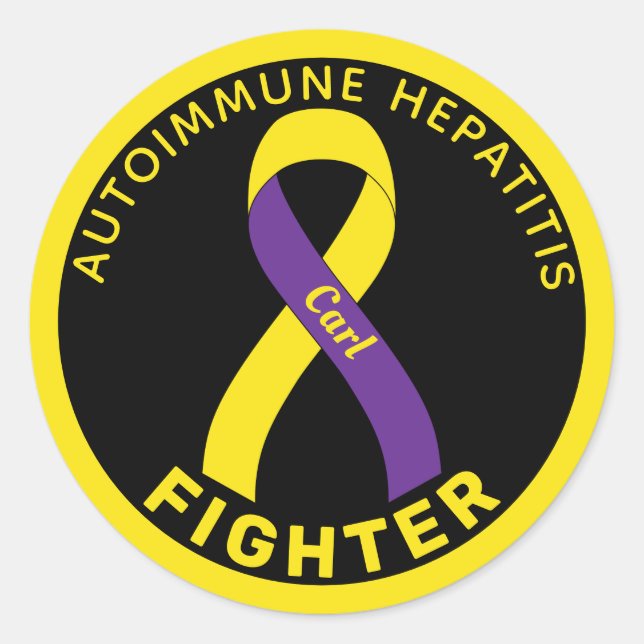 Autoimmune Hepatitis Fighter Ribbon Black Classic  Classic Round Sticker (Front)