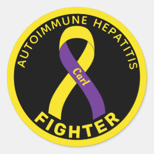 Autoimmune Hepatitis Fighter Ribbon Black Classic  Round Sticker