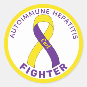 Autoimmune Hepatitis Fighter Ribbon White Classic Round Sticker