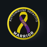Autoimmune Hepatitis Warrior Ribbon Black Button<br><div class="desc">Autoimmune Hepatitis Warrior Ribbon Black Button for awareness and support for people with autoimmune hepatitis.</div>