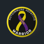 Autoimmune Hepatitis Warrior Ribbon Black Button<br><div class="desc">Autoimmune Hepatitis Warrior Ribbon Black Button for awareness and support for people with autoimmune hepatitis.</div>