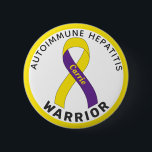 Autoimmune Hepatitis Warrior Ribbon White Button<br><div class="desc">Autoimmune Hepatitis Warrior Ribbon White Button for awareness and support for people with autoimmune hepatitis.</div>