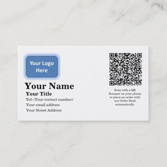 Automatic Email Order Business Card (Front)