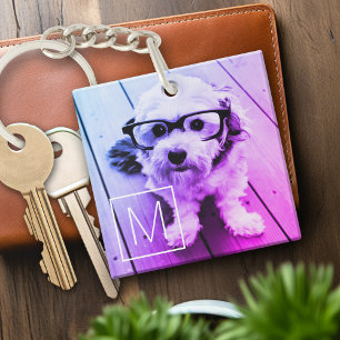 AUTOMATIC Filter of Your Photo & Monogram - Miami Key Ring