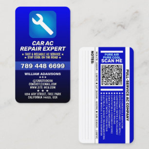 Automobile Car Mechanic   Best Car AC Repair Business Card