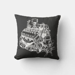 automobile car v 12 engine motor illustration art cushion