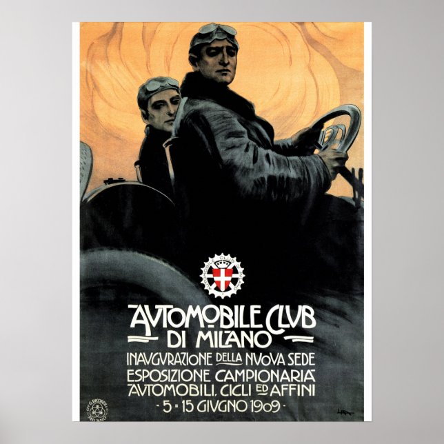 AUTOMOBILE CLUB DI MILANO Advertising Vintage Car Poster (Front)