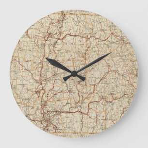 Automobile map Massachusetts vintage geography car Large Clock