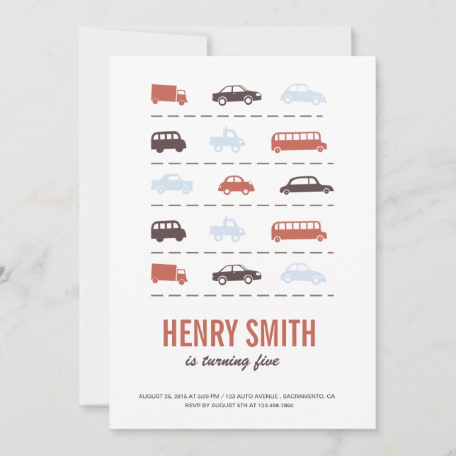 Automobiles birthday Party Invitation (Front)
