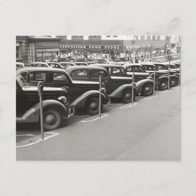 Automobiles in Omaha, 1938 Postcard (Front)