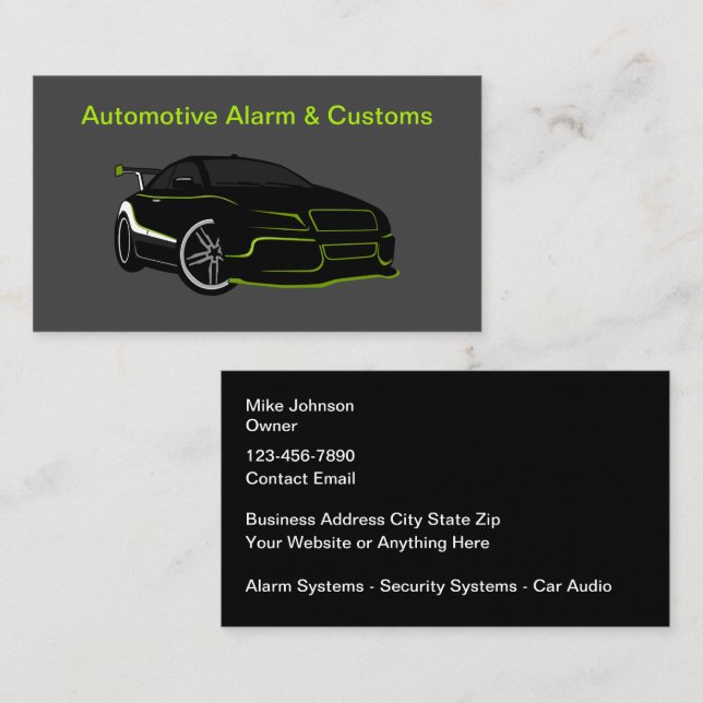 Automotive Audio And Security Systems Business Card (Front/Back)