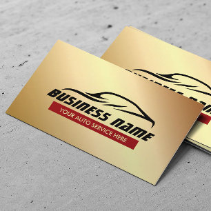 Automotive Auto Detailing Car Repair Modern Gold Business Card