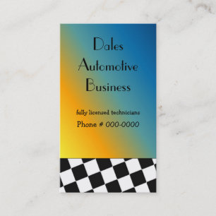 Automotive Black and White Chequered Design Business Card