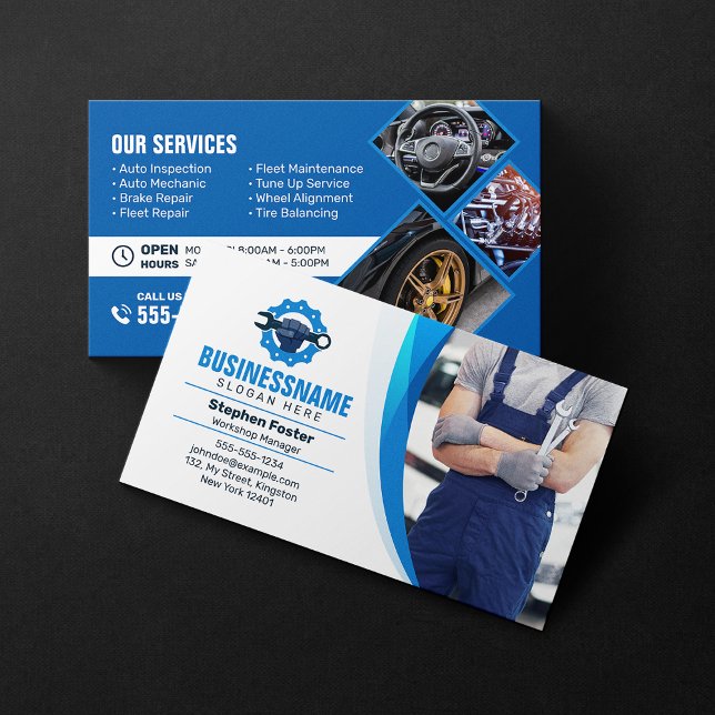 Automotive Car Auto Detailing Mechanic Auto Repair Business Card (Creator Uploaded)