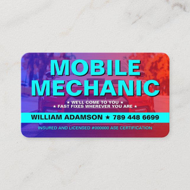 AUTOMOTIVE CAR REPAIR SERVICES | MOBILE MECHANIC BUSINESS CARD (Front)