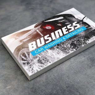 Automotive Car Wash & Auto Detailing Blue Label Business Card