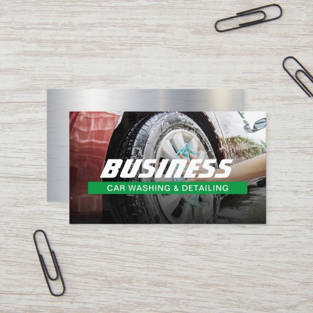 Automotive Car Wash & Auto Detailing Business Card (Front/Back In Situ)