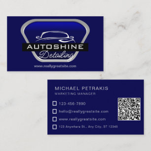 Automotive Car Wash & Auto Detailing Modern Blue  Business Card