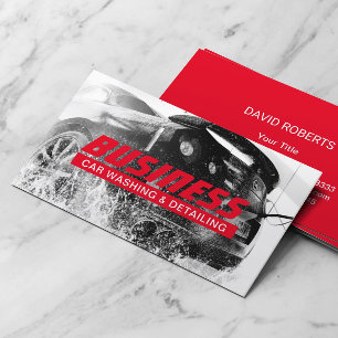 Automotive Car Wash & Auto Detailing Modern Red Business Card