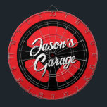 Automotive dartboard with car steering wheel print<br><div class="desc">Automotive dartboard with car steering wheel print. Red and black or custom colours. Personalise with custom name or text. Cool gifts for men; dad,  uncle,  brother,  son,  driver,  mechanic etc. Manly design for garage,  auto repair shop,  club,  pub,  cafe,  man cave,  workspace,  office,  playroom etc.</div>