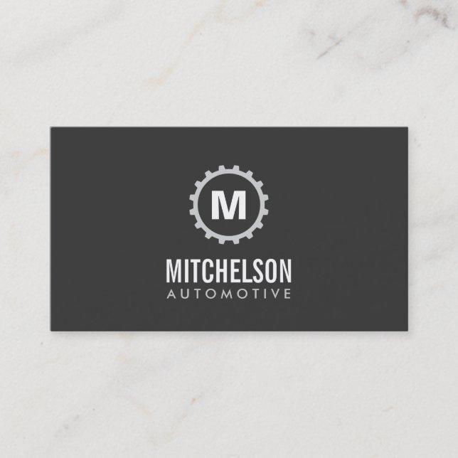 Automotive Gear Initial 2 Auto Repair, Mechanic Business Card (Front)