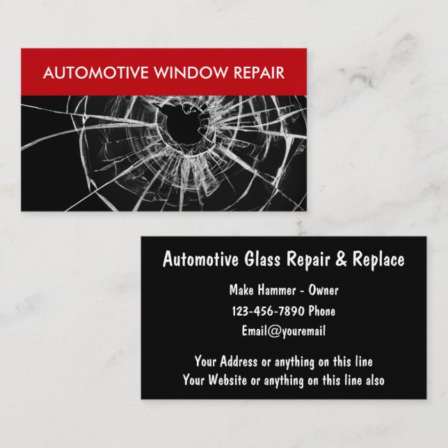 Automotive Glass Modern Double Side Businesscards Business Card (Front/Back)
