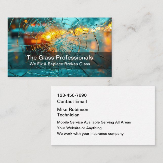 Automotive Glass Renew And Replace Business Card (Front/Back)