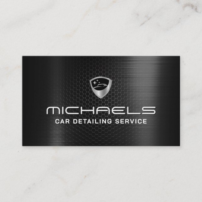Automotive logo faux carbon texture Business Card (Front)