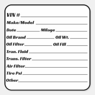 Automotive Maintenance Service Engine Checklist Square Sticker